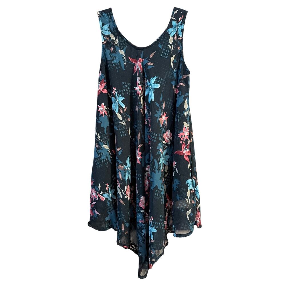 ANA & KATE Women's & Women's Plus Black Floral Tank Dress OSFM Up to a 3X